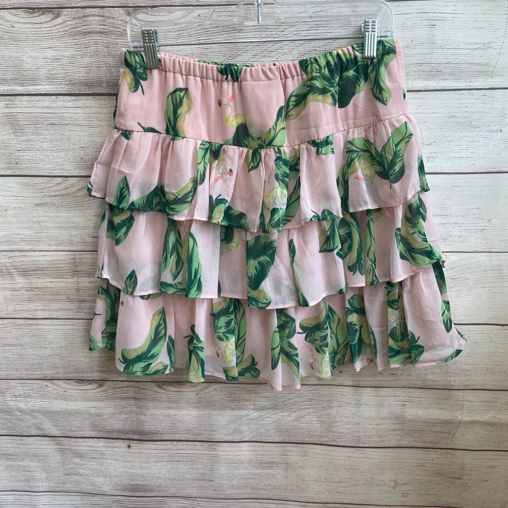 THE‎ WEBSTER MIAMI TARGET FLORAL TIERED MINISKIRT IN PINK
